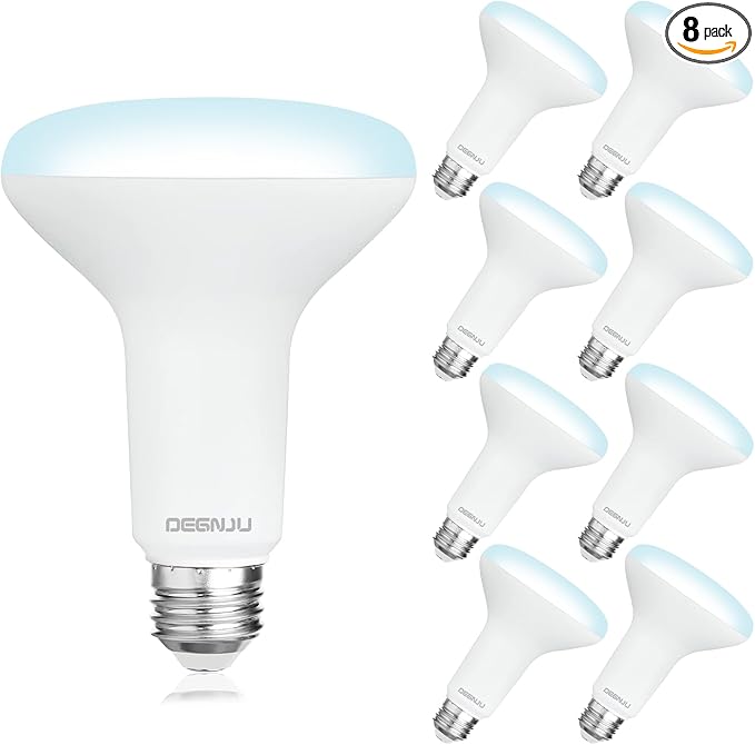 8 Pack BR30 LED Bulb, Dimmable Indoor Flood Lights 7W Equivalent 65W 5000K Daylight, CRI80, 650 LM, E26 Base, 15000 Lifetime Hours, Interior Energy Saving Recessed Light Bulb, Flicker-Free