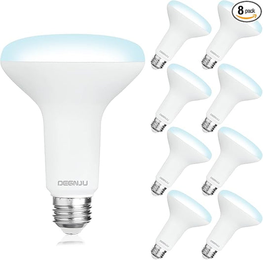 8 Pack BR30 LED Bulb, Dimmable Indoor Flood Lights 7W Equivalent 65W 5000K Daylight, CRI80, 650 LM, E26 Base, 15000 Lifetime Hours, Interior Energy Saving Recessed Light Bulb, Flicker-Free