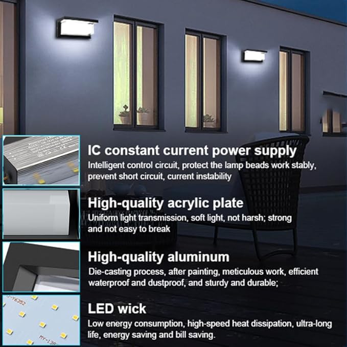 Sytmhoe 5000K Daylight White Exterior Wall Light, 2Packs Modern LED Exterior Light Fixture Wall Mount Ip65 Waterproof, Wall Porch Light for Garage Walkway Hallway Backyard Garden(2packs)