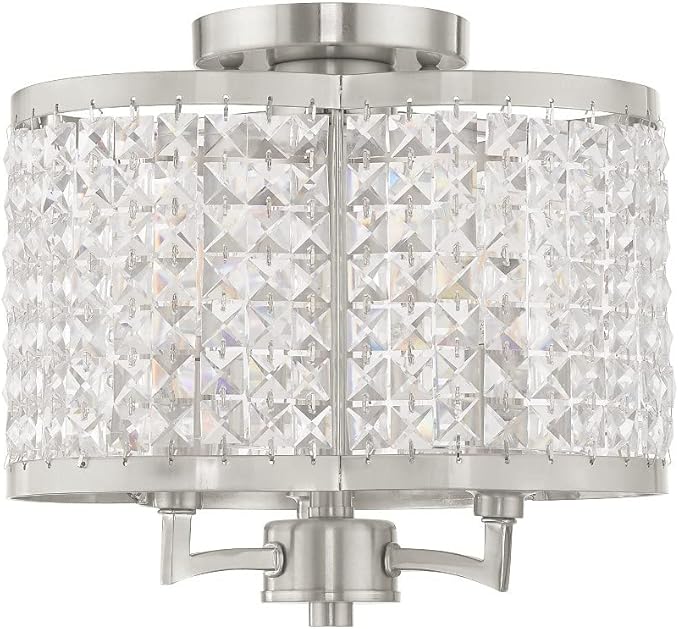 Livex Lighting 50573-91 Gramercy 3-Light Ceiling Mount, Brushed Nickel