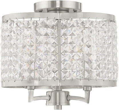 Livex Lighting 50573-91 Gramercy 3-Light Ceiling Mount, Brushed Nickel