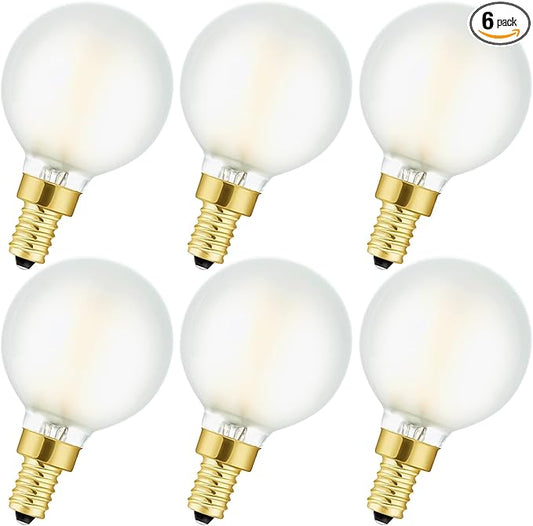 LEOOLS E12 Frosted LED Bulbs, 40W Candelabra Dimmable Chandelier Light Bulbs Daylight 4000k G16.5 4W E12 g50 Vintage Globe LED Filament Edison Candle Bulb with Decorative 6Pack