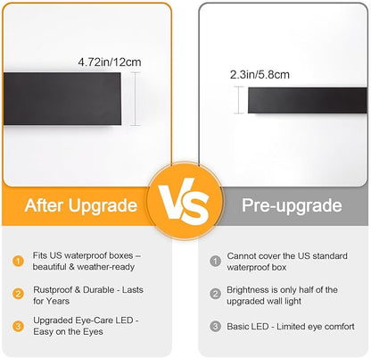 23.6in Modern Outdoor Wall Light, Black Upgraded 4.72in Wide 3000K Waterproof IP65 Porch Lights Wall Sconce,Long LED Linear Outside Exterior Lighting Fixtures for Garage,Front Door