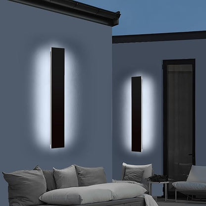 Mikeru Upgraded 2 Pack 31.4" Modern Outdoor Wall Sconce, 4.3" Wide IP65 Waterproof Exterior Light Fixtures Cover US Junction Box, 3000K/4500K/6000K 3-Color Temp LED Porch Lights for Garage, Patio