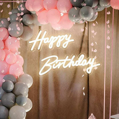 Happy Birthday Neon Sign - 3 Color Modes Happy Birthday Sign 17" - USB Happy Birthday Light Up Sign with Dimmable Switch - Happy Birthday LED Sign for Backdrop, Party, Celebration, Decoration