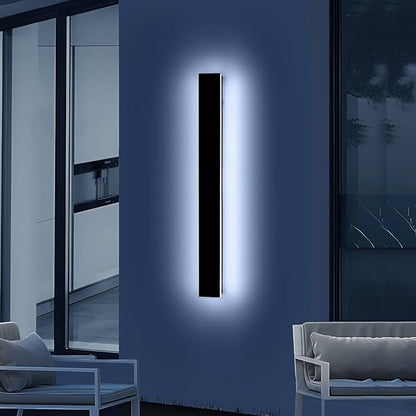 Mikeru 39.3" Outdoor Wall Sconce 6000K Cool White - IP65 Waterproof Black Exterior Light, Hardwired Wall Mounted Fixture for Porch, Patio & Entryway | Non-Dimmable Weatherproof Design