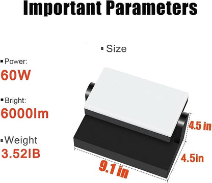 Juyace 60W LED Flood Lights Outdoor Wall Pack Light No photocell Lighting Fixtures for House 360° Rotational 6000lm 5000K IP65 Waterproof Modern Security Floodlights for Above Garagee