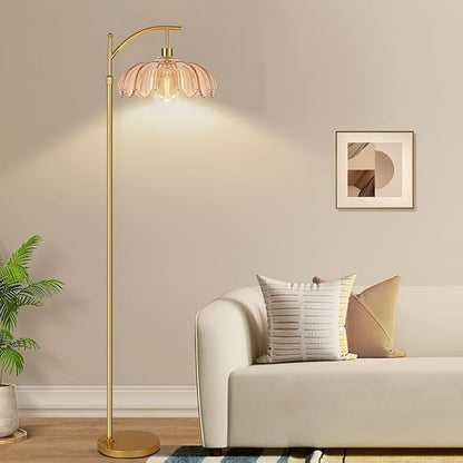 Boho Floor Lamp for Living Room Bedroom with Remote Rattan Standing Lamp Dimmable Arc Black Farmhouse Wicker Bamboo Lamp Shade Floor Light Adjustable Tall Lamp Industrial Floor Lamps Bohemian