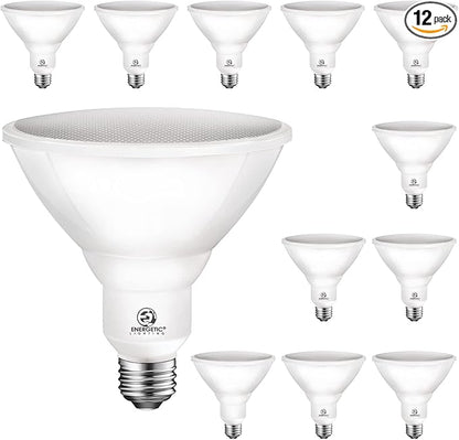 Energetic PAR38 Outdoor LED Flood Light Bulb, 5000K Daylight, 90 Watt Equivalent, Wet Rated, 900LM, E26 Base, Non-Dimmable,12 Pack