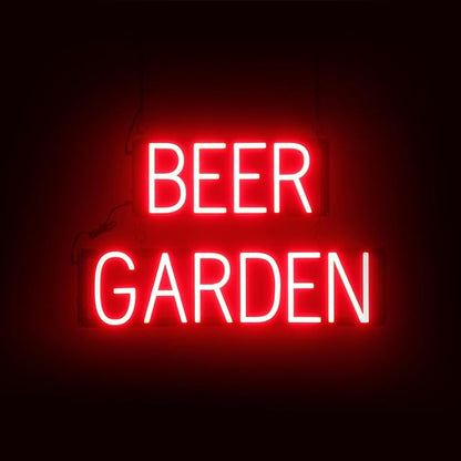 SpellBrite BEER GARDEN Sign | Location-Related Sign with Neon Look, Red LED Light Source | 24.6" x 15.0"