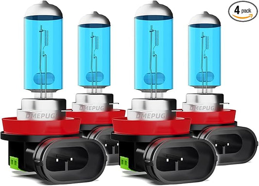 Compatible with Nissan Altima 2007-2018 light bulbs,H11/H9/H8 High Low Beams Halogen Bulb,Bright Halogen Replacement Headlight Bulbs,Plug N Play, Pack of 4