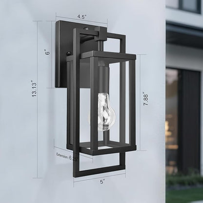 ALVIME Dusk to Dawn Outdoor Wall Lantern, 13 Inch Exterior Light Fixtures, Waterproof Exterior Wall Sconce Lights for House Entryway, Front Door, Patio, Garage, E26 Base&High Strength Clear Glass