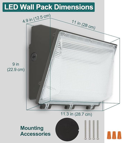 kadision 120W LED Wall Pack Light, 13200lm 5000K Daylight 100-277V, Dusk-to-Dawn Outdoor Lighting Fixture for Parking Lots, Backyards, ETL Listed 4-Pack
