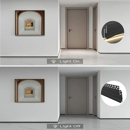 Besseto Black Baseboard LED Aluminum Channel,3 x 2m Toe Kick LED Strip Light Aluminum Channel Profile Skirtingboard Baseboard Light for Living Room Bedroom Kitchen Home Theater(3Pack 2M/6.6FT)
