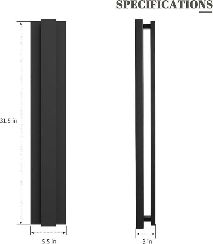 LamQee 31.5 Inch Long Outdoor Wall Lights Modern Exterior Lighting Fixtures, 3000K 24W LED Linear Outdoor Wall Sconce, Contemporary Matte Black Outside Wall Mount Lights for House Garage Porch Patio