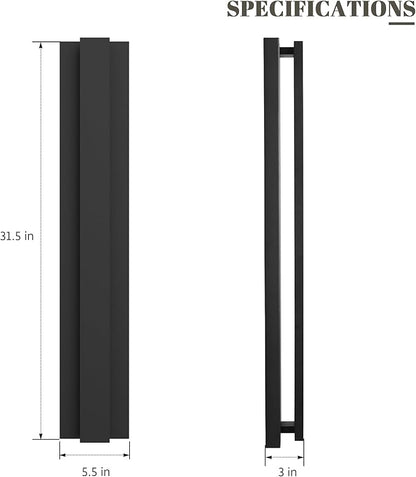 LamQee 31.5 Inch Long Outdoor Wall Lights Modern Exterior Lighting Fixtures, 3000K 24W LED Linear Outdoor Wall Sconce, Contemporary Matte Black Outside Wall Mount Lights for House Garage Porch Patio