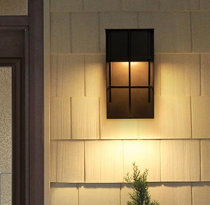 Modern Outdoor Wall Light 14.7'' Integrated LED Down Outdoor Wall Sconce Black Exterior Light Fixtures Suit for Any Locations