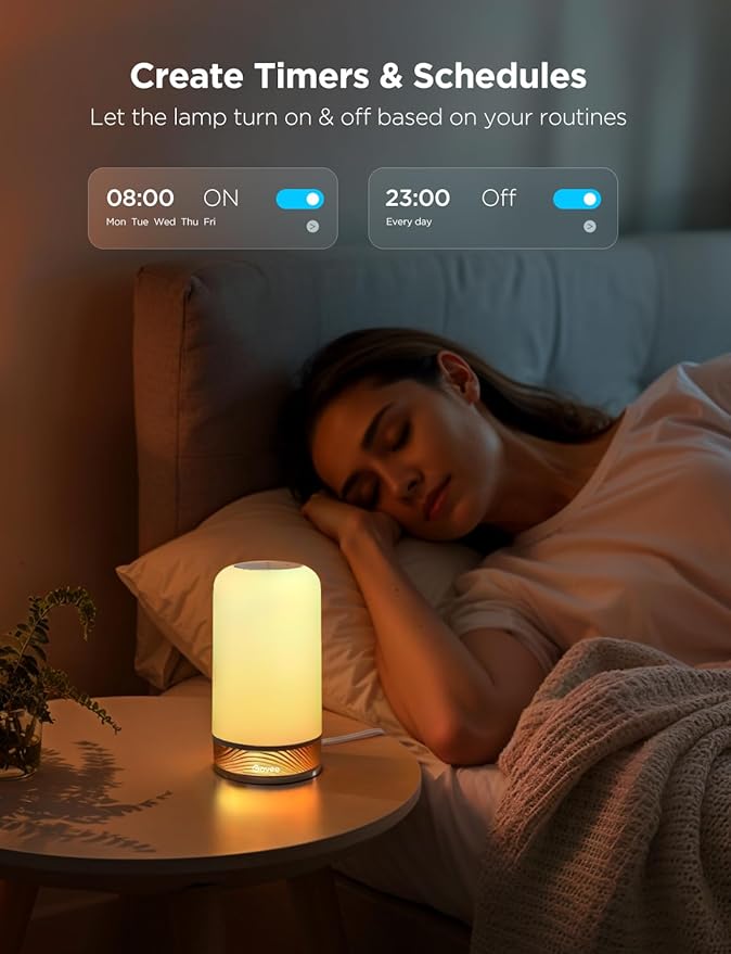 Govee RGBIC Smart Table Lamp 2, Touch Bedside Small Table Lamp Matter, Alexa Compatible, LED Desk Lamp with 64 Scene Modes, Color Changing Lamp for Bedroom Living Room Dimmable Night Light(Corded)