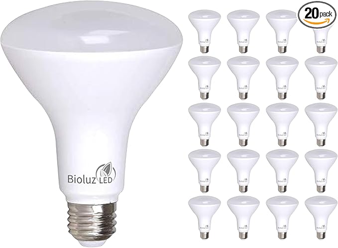 Bioluz LED 20 Pack BR30 LED Bulbs, Indoor Flood Lights 90+ CRI 75W Equivalent uses 9.5W 2700K Warm White 850 Lumens, E26 Base Dimmable Instant On Interior Home UL Listed FCC RoAS Title 20 Certified