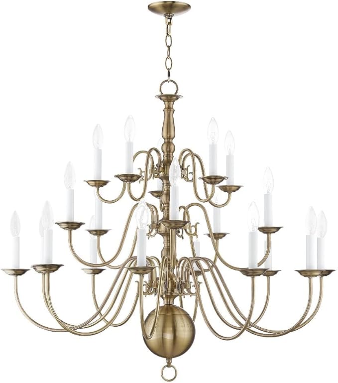 Livex Lighting 5019-07 Williamsburgh 20-Light Chandelier, Bronze, 33.0" x 1.0" x 33.0"