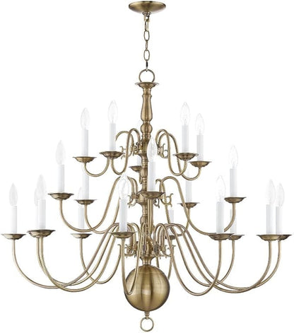 Livex Lighting 5019-07 Williamsburgh 20-Light Chandelier, Bronze, 33.0" x 1.0" x 33.0"