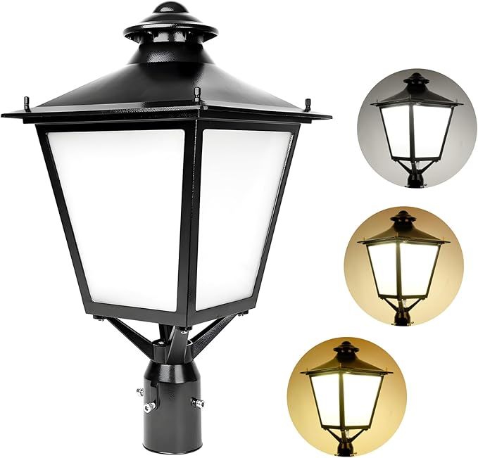 LED Post Top Light, 120W/100W/80W Power Tunable, 3CCT 5000K/4000K/3000K Outdoor Post Pole Lights, LED Parking Lot Light for Garden Yard Street Lighting, IP65 Waterproof, AC100-277V, UL DLC Listed