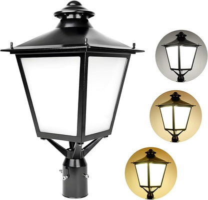 LED Post Top Light, 120W/100W/80W Power Tunable, 3CCT 5000K/4000K/3000K Outdoor Post Pole Lights, LED Parking Lot Light for Garden Yard Street Lighting, IP65 Waterproof, AC100-277V, UL DLC Listed