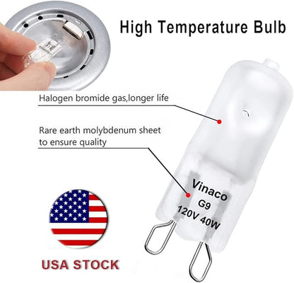 Vinaco G9 Bulb, 10 Pack G9 Frosted 40W Halogen Light Bulbs, High Brightness JCD G9 120V 40W, G9 Dimmable Warm White 2800K, Long Lasting G9 Halogen Bulb 40 Watt for Chandeliers, Pendants Lights