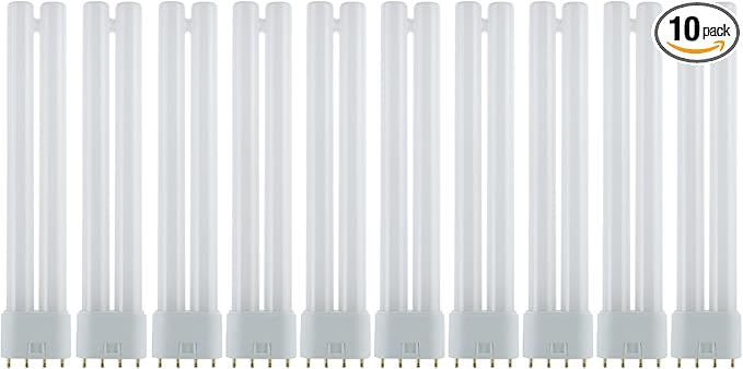 Sunlite FT18DL/830 Compact Fluorescent Plug-in Tube Light, 18 Watts 120 Volts, 10000 Rated Hours, 2G11 4-Pin Base, 1200 Luments, Twin Tube, 3000K Warm White, 10 Pack