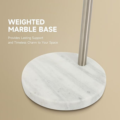 CO-Z Modern Floor Lamp for Living Room, Brushed Nickel Arc Floor Lamp with LED Bulb, Marble Base Contemporary Tall Lamp for Living Room Couch Sofa, Height Up to 69 Inch