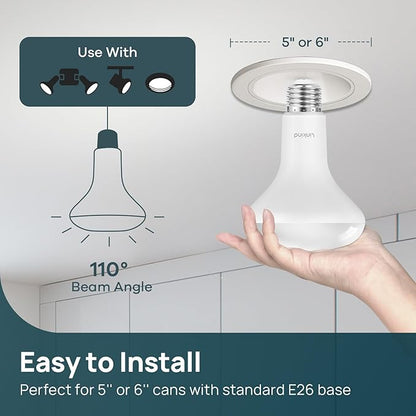 Linkind BR30 LED Flood Light Bulbs Indoor, 65W Equivalent Dimmable LED Recessed Bulbs, 10W 850 Lumens, 5000K Daylight E26 Base, Recessed Can Light Bulb for Bedroom Dining Room Bathroom, 2 Packs