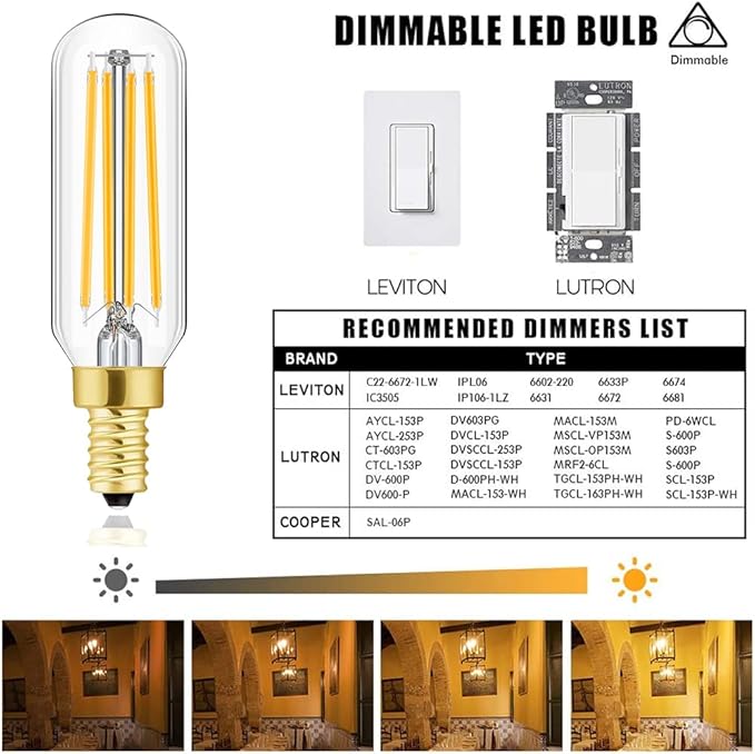 LEOOLS Dimmable E12 LED Bulb 8W Equal 100 watt led Light Bulb Warm White 2700K T6 T25 E12 Candelabra Bulb 100 watt for Chandeliers,Ceiling Fan,Pendant,Wall sconces AC120V 800LM e12 Bulb 12Pack