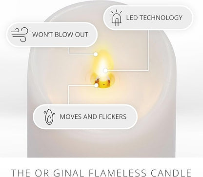 Luminara - Flameless LED Battery Operated Flickering Pillar Candles - White - Pack of 1-3x4.5 - Realistic Moving Flame Real Wax Indoor/Outdoor Decor