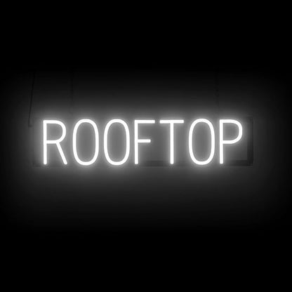 SpellBrite ROOFTOP Sign | Location-Related Sign with Neon Look, White LED Light Source | 27.8" x 6.3"