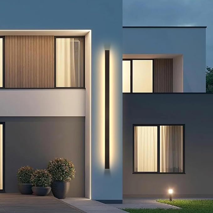 Black Outdoor Wall Light,79inch Modern LED Exterior Light Fixtures Wall Mount,3000K Waterproof Long Outdoor Linear Wall Sconce IP65 Waterproof,Outside Wall Lights for House,Porch,Patio