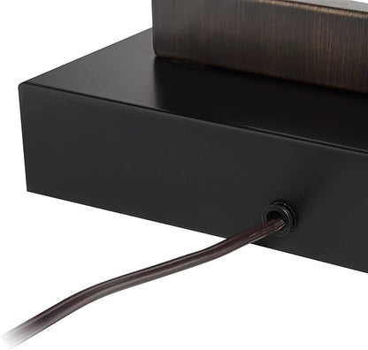 360 Lighting Todd Modern Minimalist Table Lamp with USB Charging Ports A+C and AC Power Outlet in Base 30" Tall Bronze Rectangular Oatmeal Fabric Shade Living Room Bedroom House Bedside Nightstand