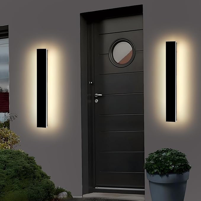 Mikeru 23.6inch Outdoor Wall Light Fixtures, 3000k Exterior Wall Sconces, Acrylic Invisible Outdoor Lights for Porch Modern Long LED Wall Light for House Courtyard Balcony Porch Patio Garage