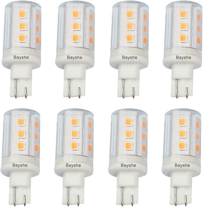 Bayshe T10 Wedge Base LED Light Bulb 3watt Equivalent to 30W Halogen 12VAC/DC for Camper RV Tailer Outdoor Landscape Patio Path Driveway Malibu Paradise Lighting(2700K Warm White)-8 Pack