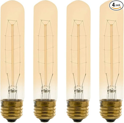 Xtricity T9 Vintage Incandescent Amber Filament Bulb, Radio Tube, Edison Style, 60W, 200 Lumens, E26 Medium Base, Dimmable (4 Pack)