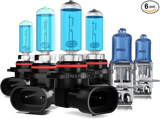 Compatible With Toyota Celica 1994-1999 Halogen Headlight Bulbs,9005 High Beam + 9006 Low Beam + H3 Fog Lights Halogen Light Bulb Combo,Super Bright 6000K White,Plug and Play,Pack of 6