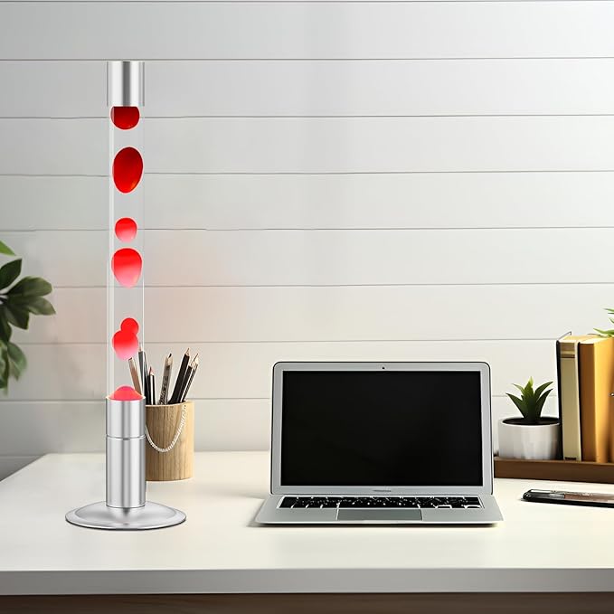 30-Inch Relaxing Liquid Motion Lamps,Magma Lamps, Home Decor Living Room Office Bedroom Lamp for Adults (White Water Red Wax)