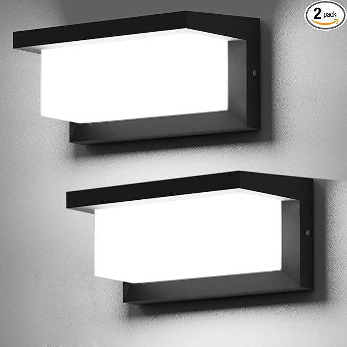 Sytmhoe 5000K Daylight White Exterior Wall Light, 2Packs Modern LED Exterior Light Fixture Wall Mount Ip65 Waterproof, Wall Porch Light for Garage Walkway Hallway Backyard Garden(2packs)