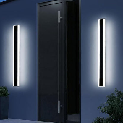 2 Pack 39.3inch Modern Linear Outdoor Wall Light, Outside LED Long Wall Sconce, 6000K Cold White, 36W, IP65 Waterproof, Black Exterior Lighting Fixture for House, Garage, Porch, Garden