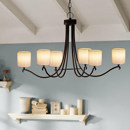 Chandelier Lamp Shades, Small Lamp Shades Clip-on Bulbs Only for Candelabra Bulbs, White Chandelier Shades 6 Pcs, Mini Lampshades for Chandeliers 5.1" X 5.1" X 5.3, Home Decor Fabric Linen Lampshade