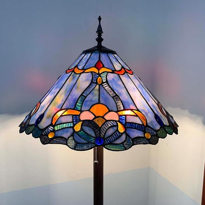 Bieye L10687 Baroque Tiffany Style Stained Glass Floor Lamp for Living Room Home Decoration, 3-Lights, 18" W x 63" H