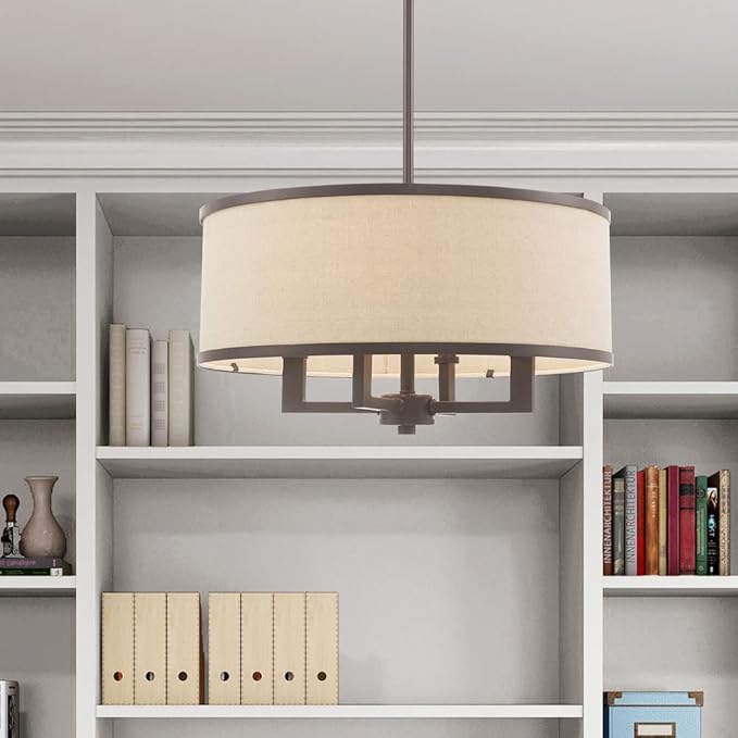 Livex Lighting 62615-91 Park Ridge 4 Light Chandelier, Brushed Nickel, 18"L x 18"W x 48"H