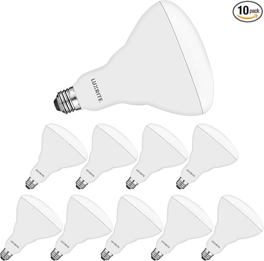 LUXRITE BR40 LED Light Bulbs, 85W Equivalent, 5000K Bright White, Dimmable, 1100 Lumen, LED Flood Light Bulb, 13W, E26 Medium Base, Indoor/Outdoor - Perfect for Office and Recessed Lighting (10 Pack)