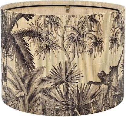 Bamboo Lampshade With Tropical Plants green floral Design, Suitable For Floor Lamps And Desk Lamps, Art deco, Rustic And Elegant, Groovy Unique(11.8 * 9Inch) (Coconut Tree)
