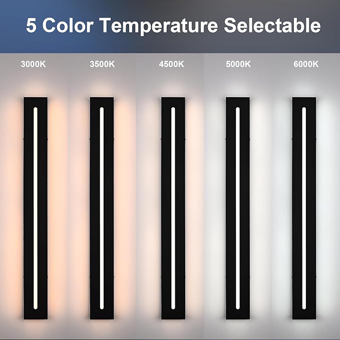 Outdoor Wall Light Exterior Wall Sconce 2 Pack Long LED Linear Exterior Light Wall Mount 60 Inch 5CCT Dimmable LED IP65 Waterproof Outdoor Wall Lamp Modern Porch Patio Entrance House Lighting