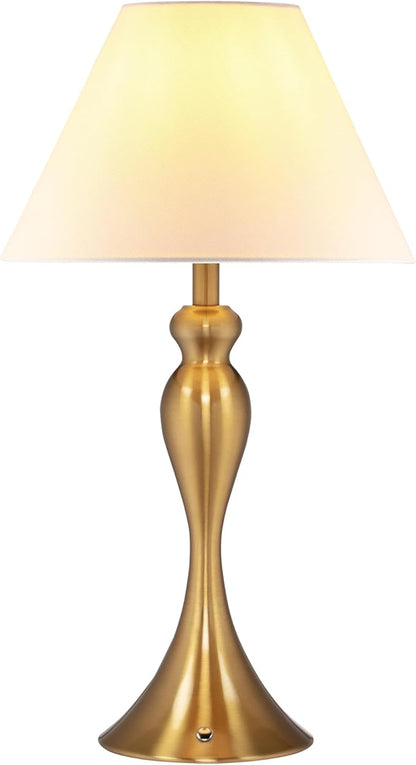 O'Bright Ember Cordless Table Lamp – Rechargeable, Touch Dimmable, Battery Operated, E26 LED Bulb, Type-C Fast Charging, Portable Lamp for Bedroom, Living Room, Office, Antique Brass